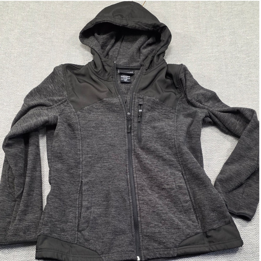 Snozu Performance Mens Full Zip Hoodie Gray Heathered Fleece Jacket Large L